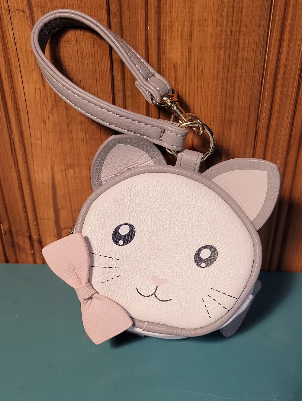 Betsey Hohnson Kids Cute Cat Wristlet Pouch in Light Pink and Gray